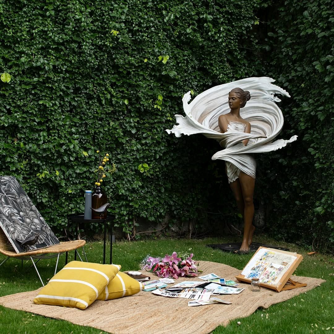artistic sculpture planter water feature
