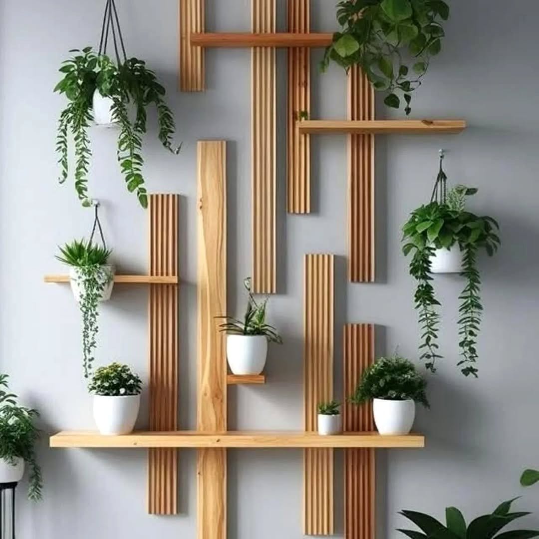 vertical wall with floating plants