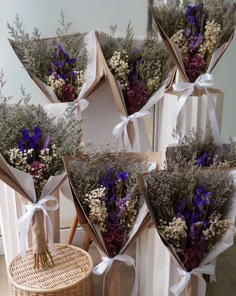 amethyst and lavender arrangement