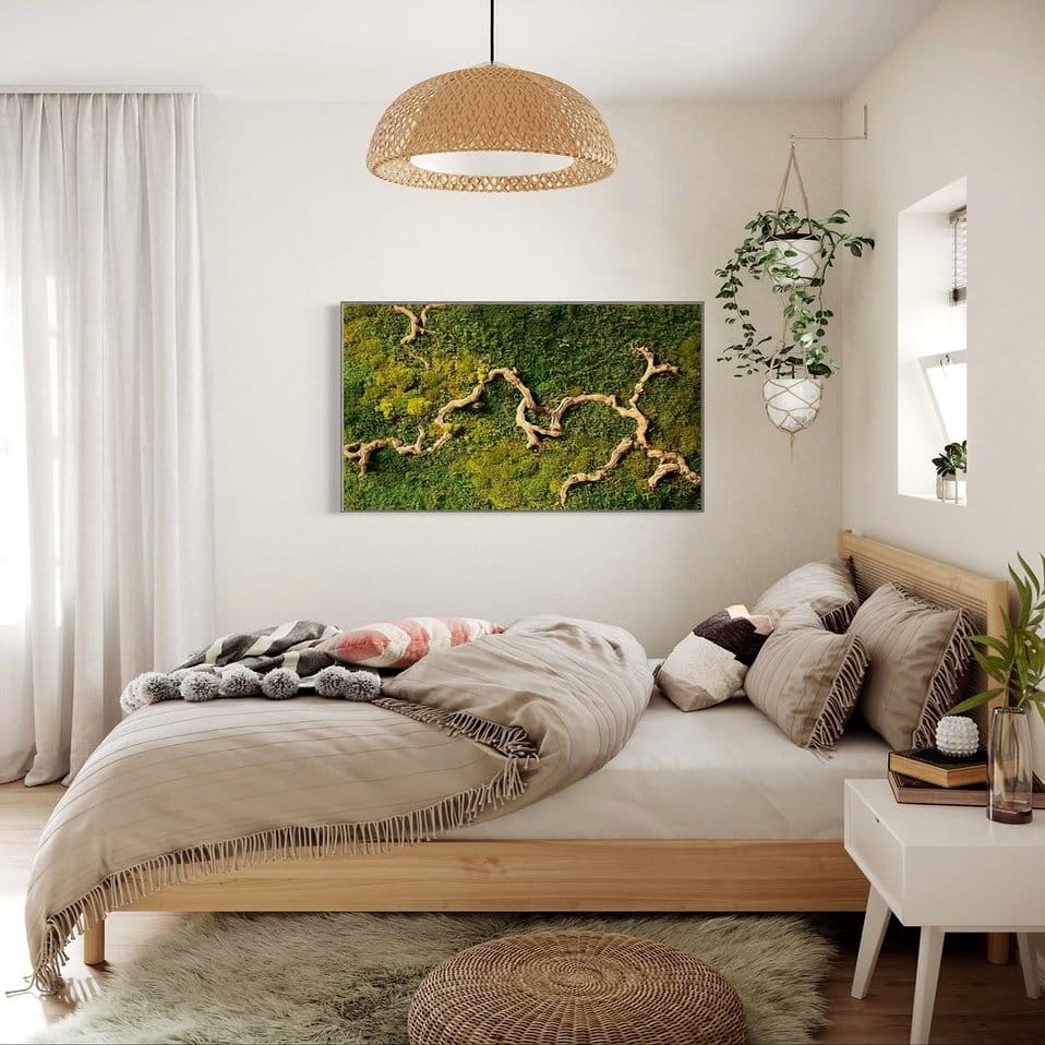 Unique moss-covered furniture piece