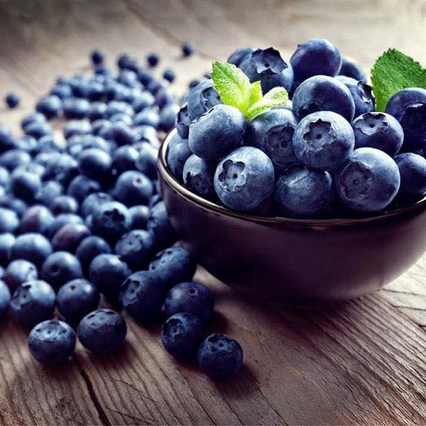 bowl of fresh blueberries on kitchen counter