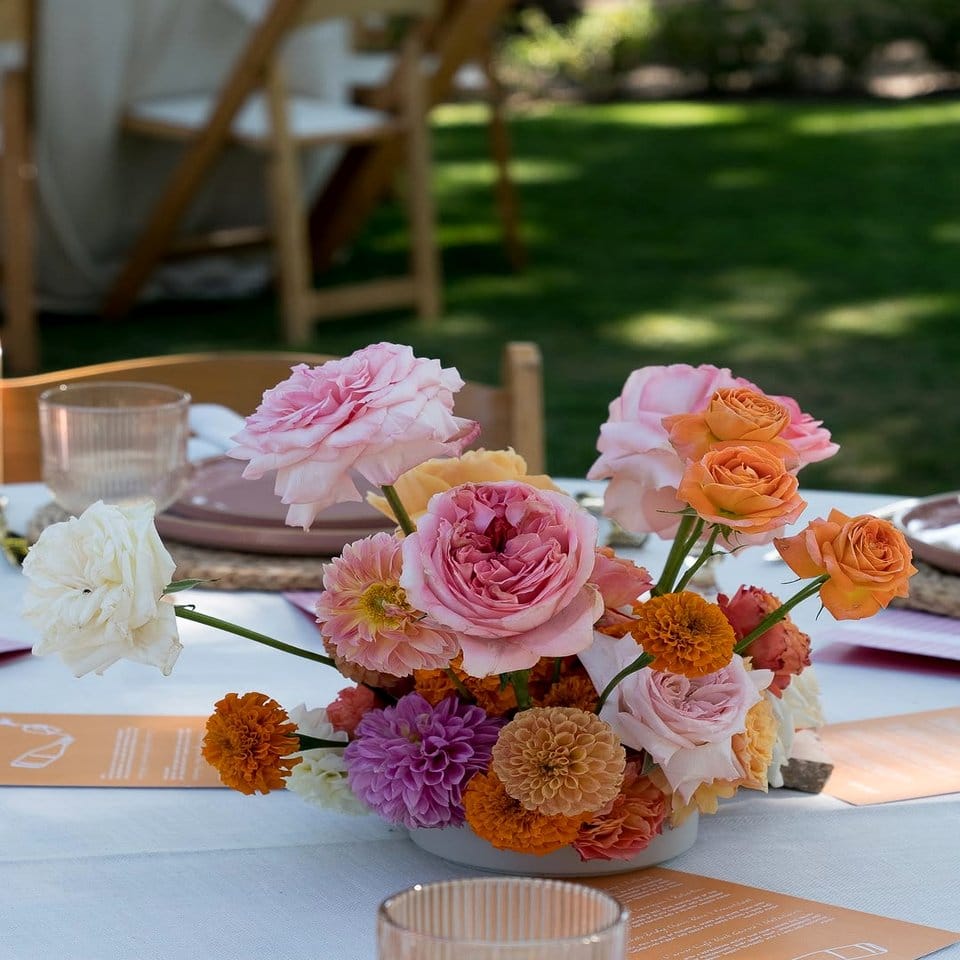 Vibrant tapestry table runner with plants