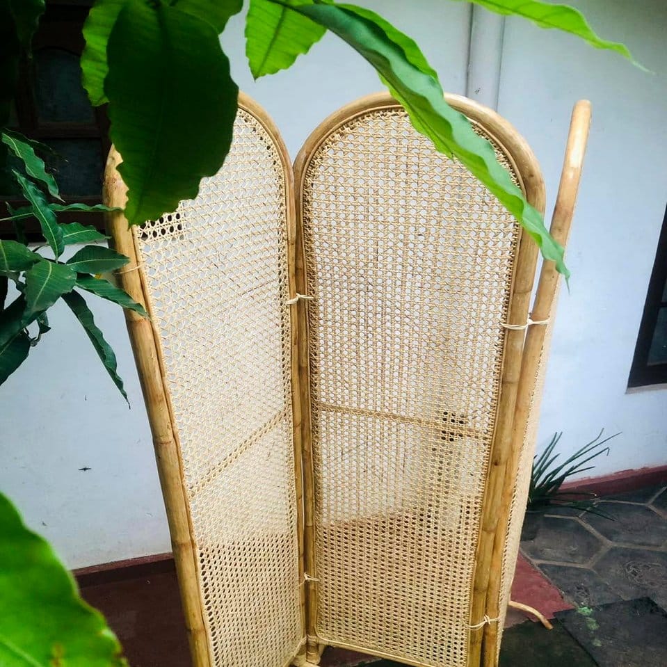 Elegant bamboo room divider in open space