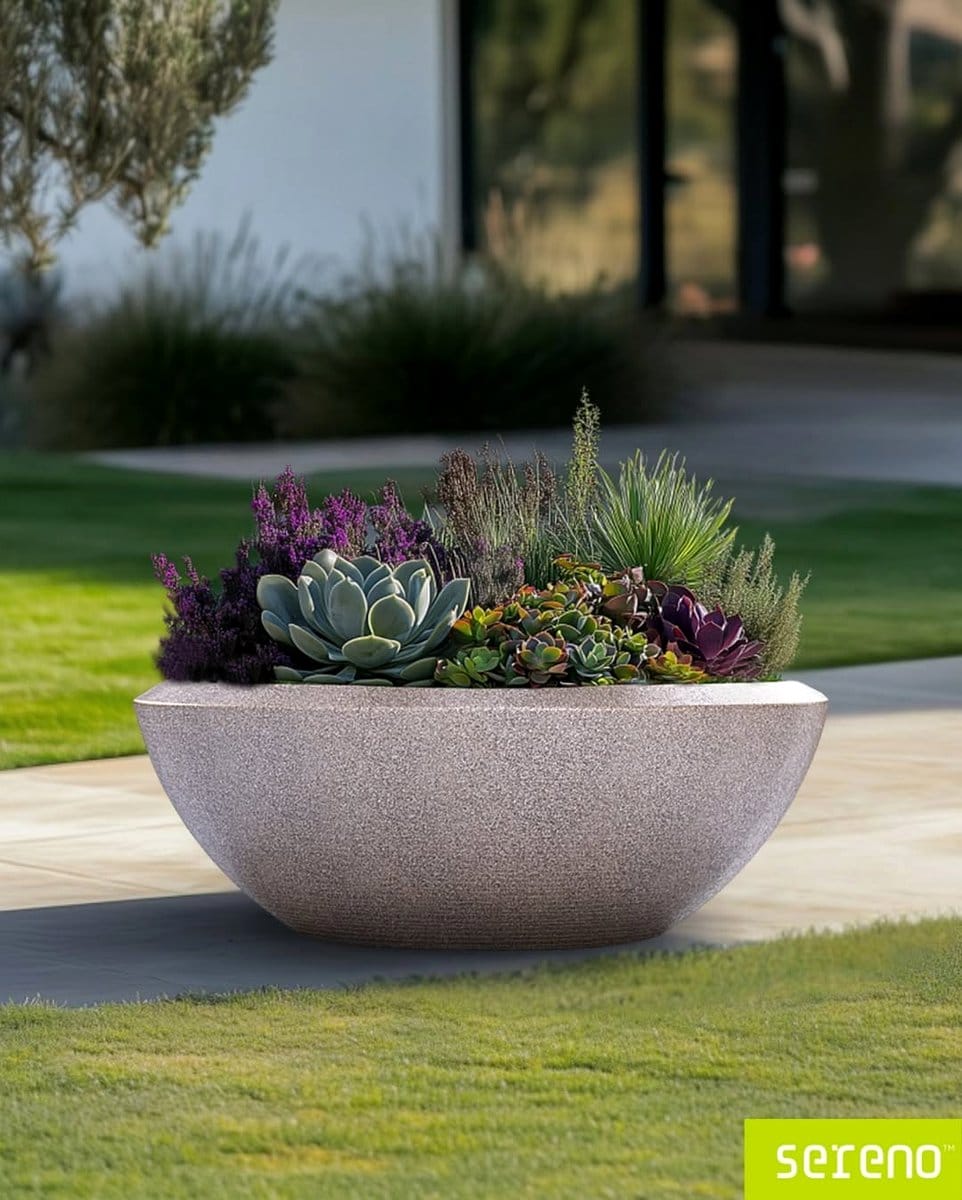 geometric planters on console