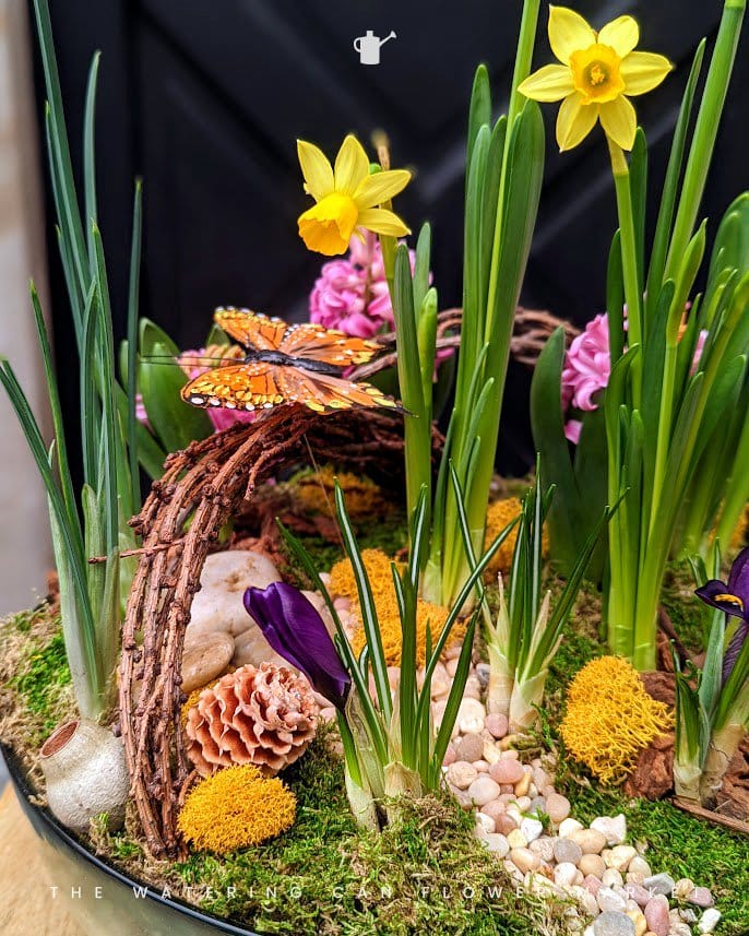 Flannel-wrapped plant pot table centerpiece