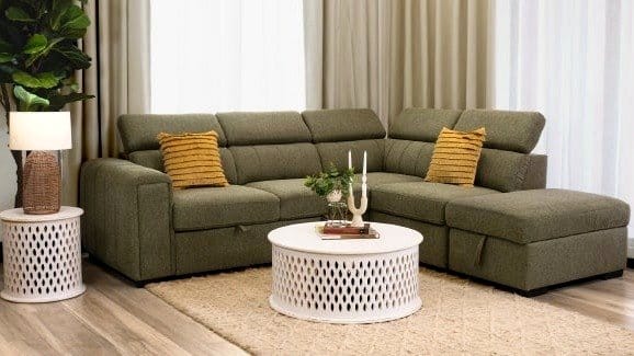 Velvet room divider with plant pockets
