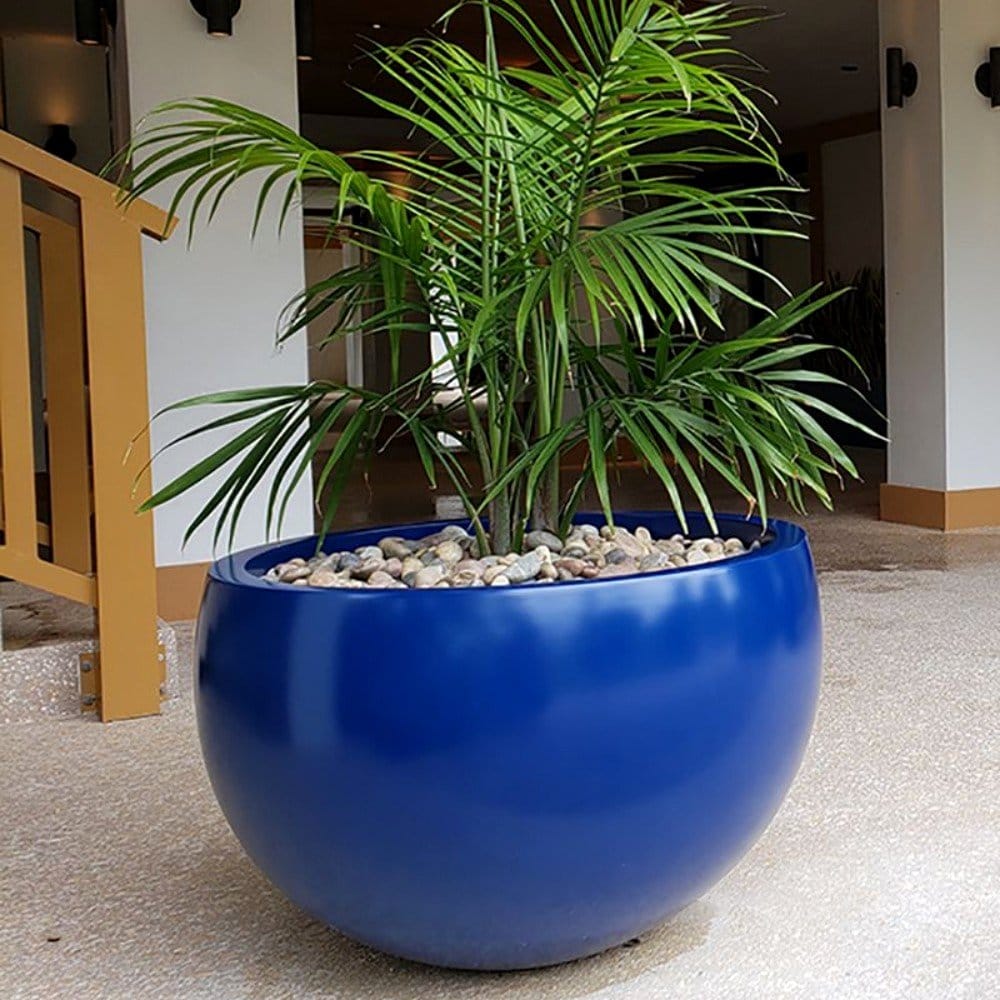 Large ceramic floor pot with palm