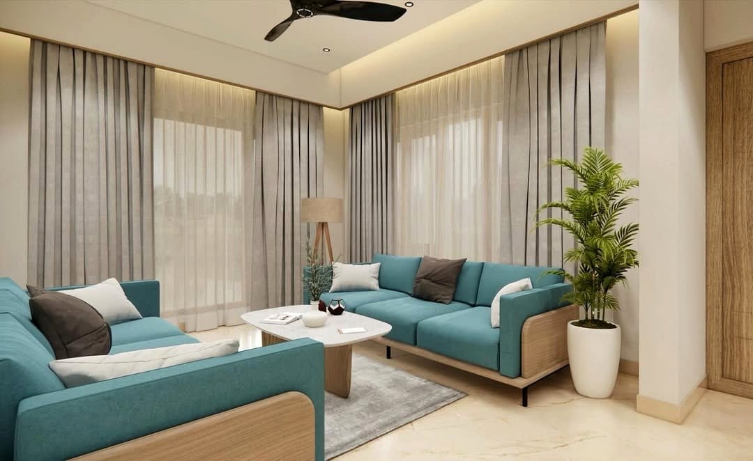 Elegant monochrome living room with minimalist furniture