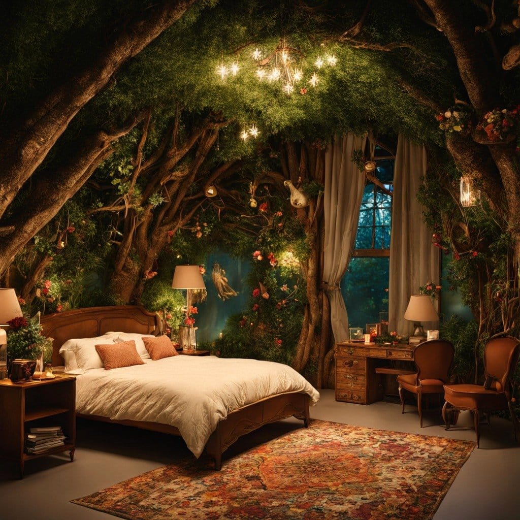 peaceful forest projection in bedroom