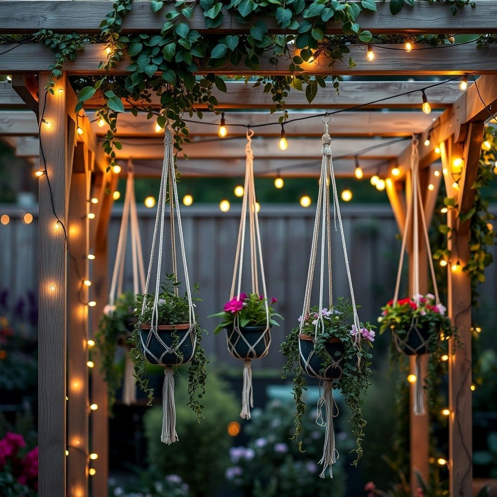 Delicate pastel macramé plant hangers