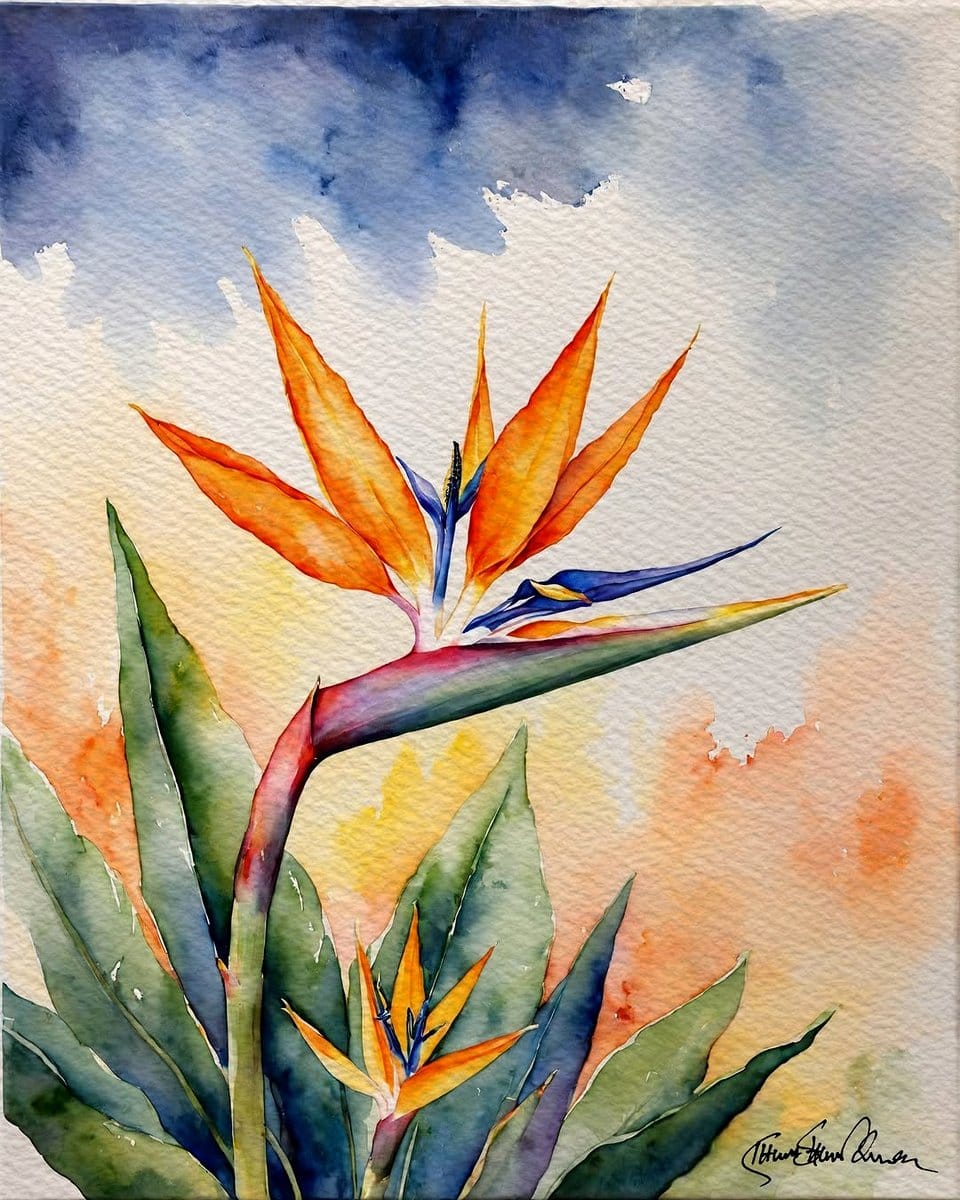 colorful tropical watercolor painting