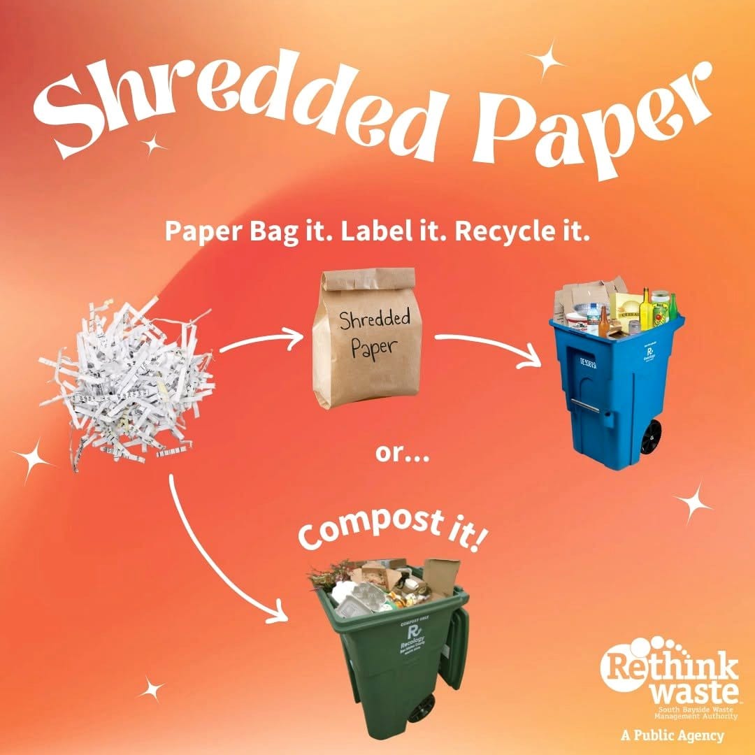 shredded paper in compost bin