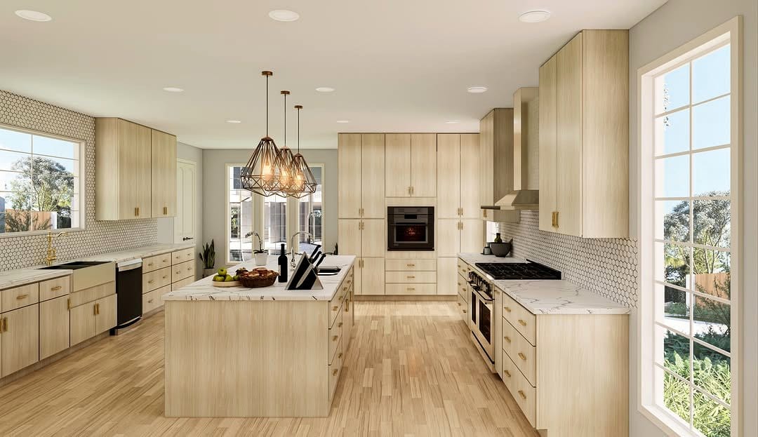 Modern kitchen with clean-lined cabinets