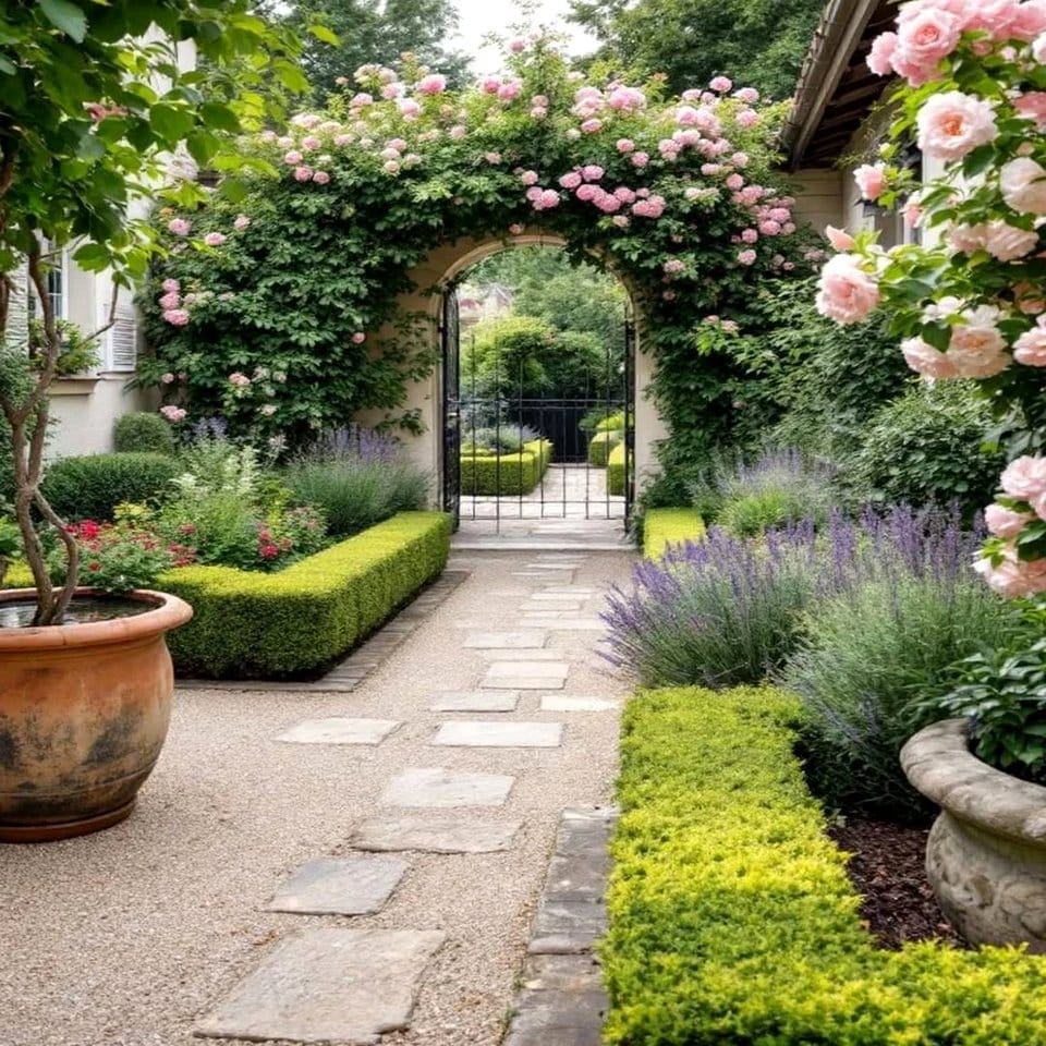 Outdoor garden with rune stands