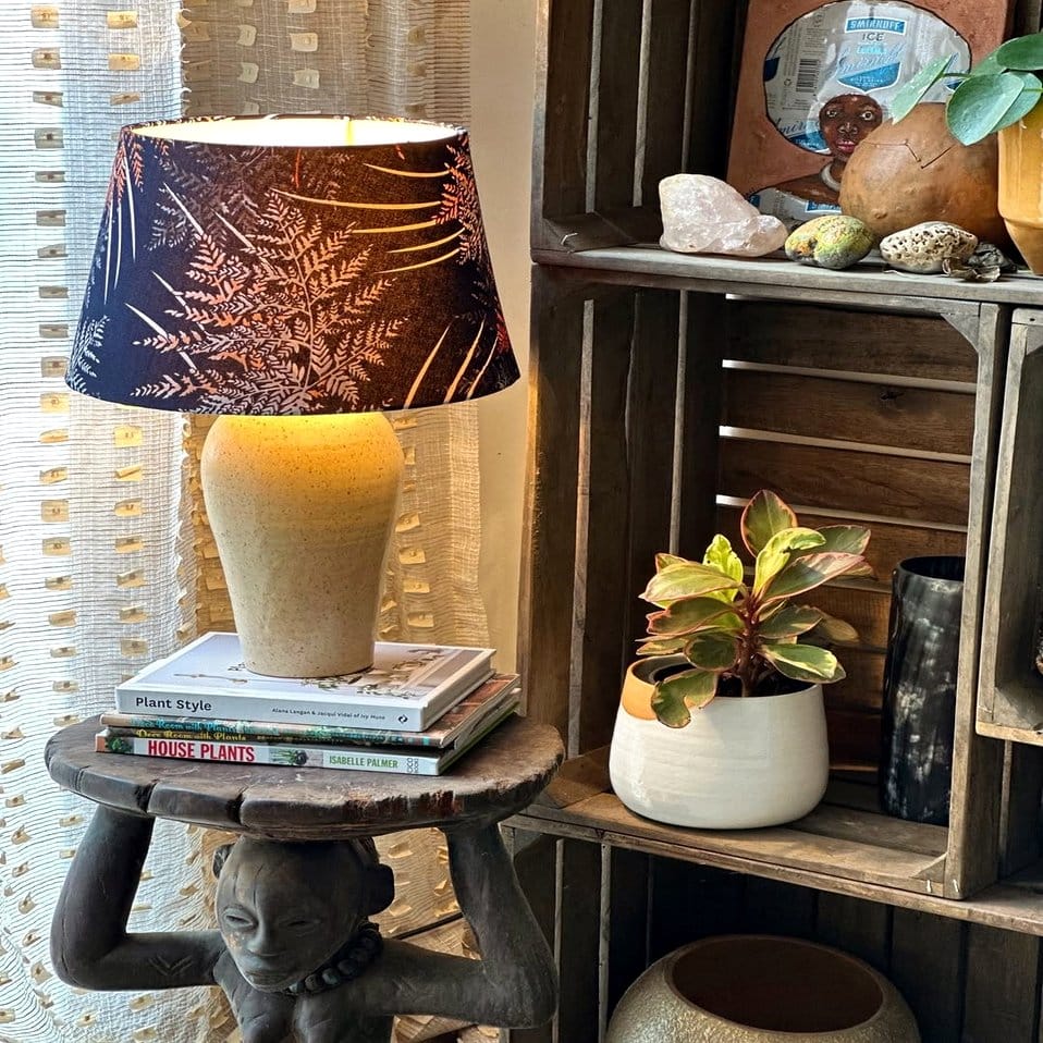 Ceramic light fixtures in plant area