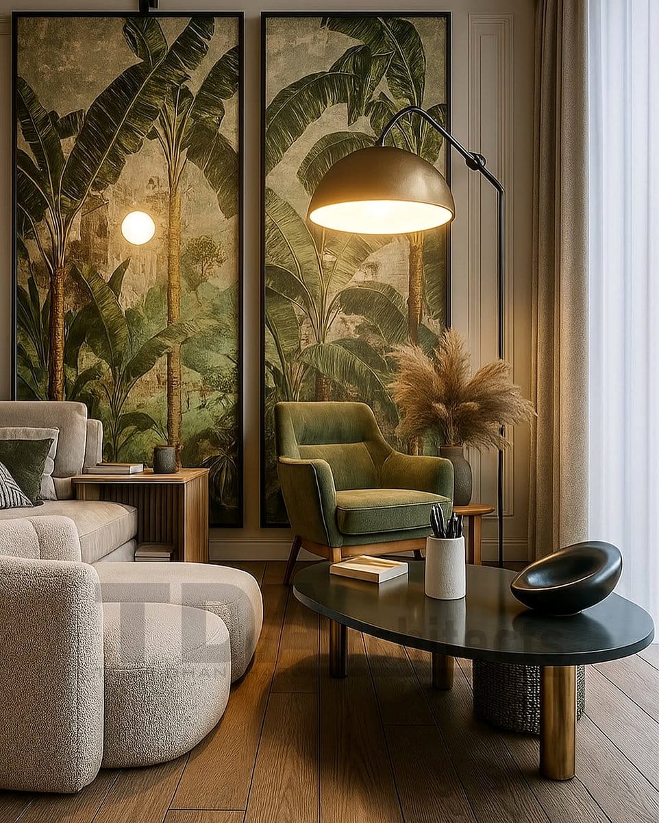 cozy reading nook with leafy decor