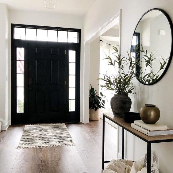 dark window trim in white room