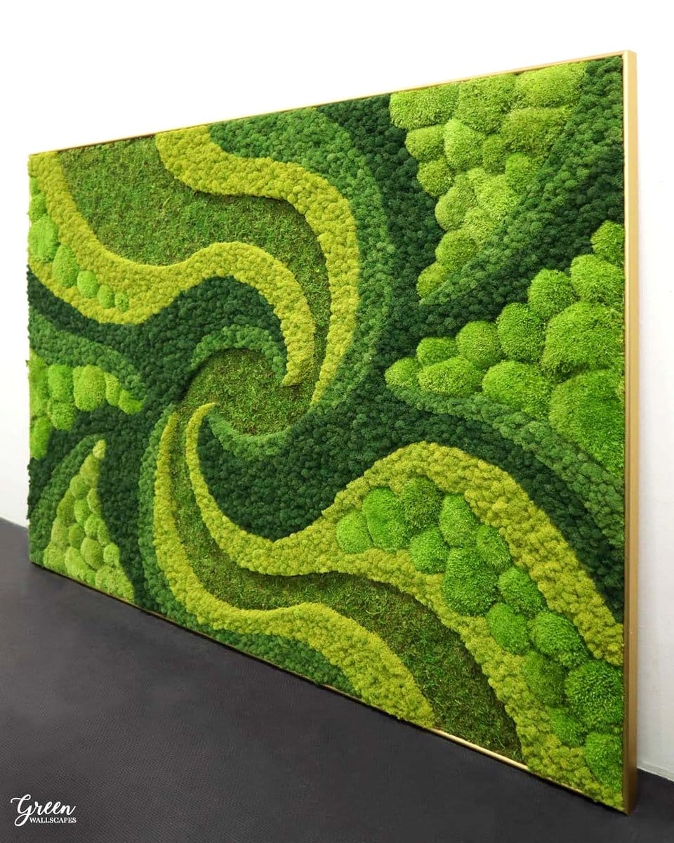 abstract moss art installation