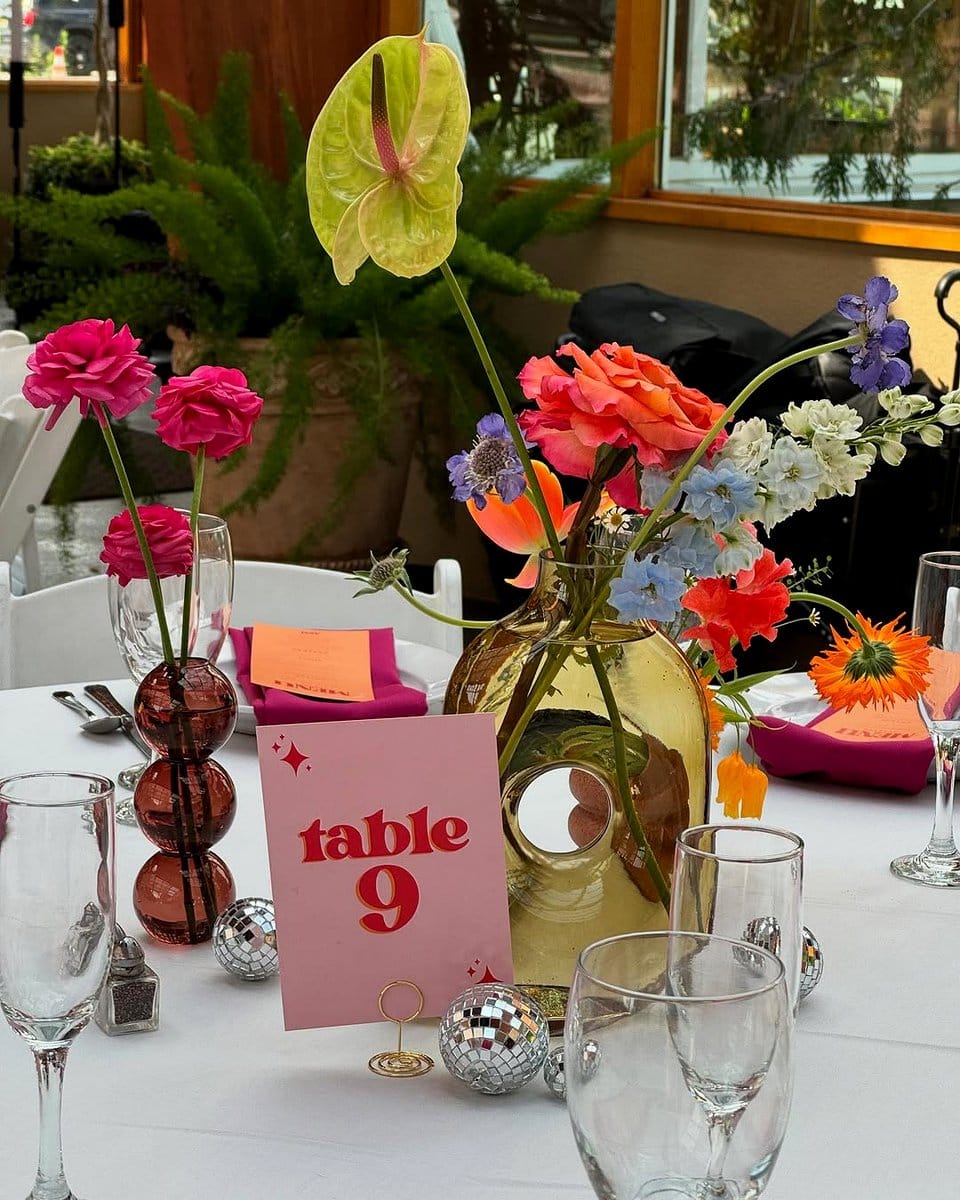 colorful leaf candle holders on table