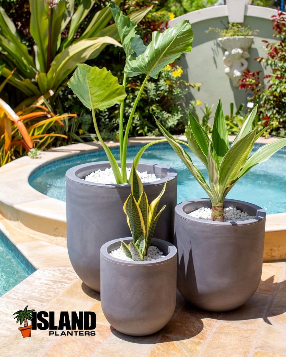 herb bookend planters on island
