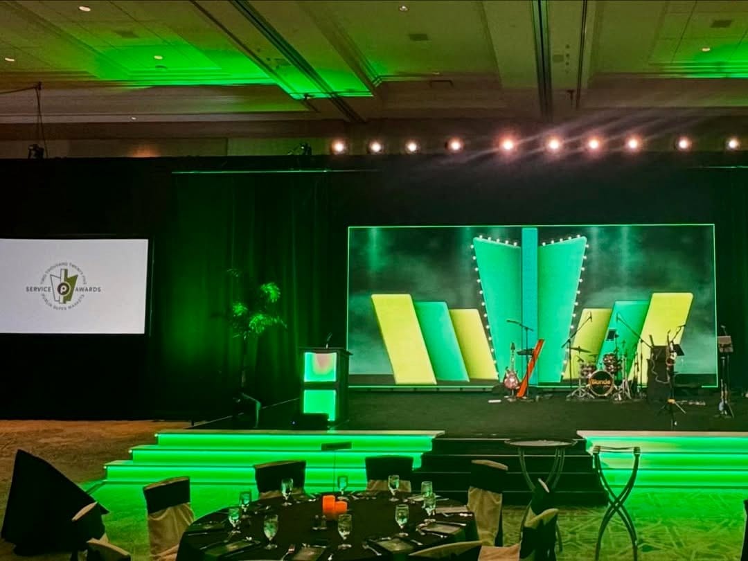 green-themed conference room