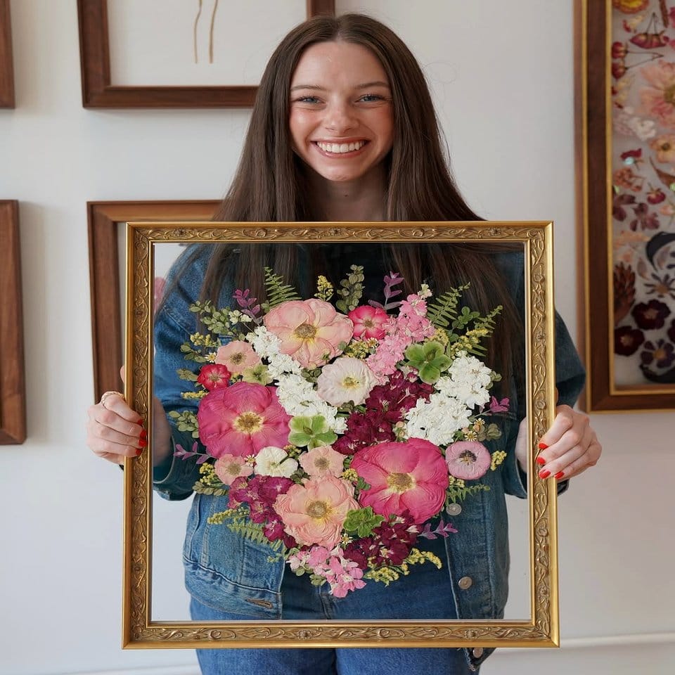Framed wildflower pressed art piece