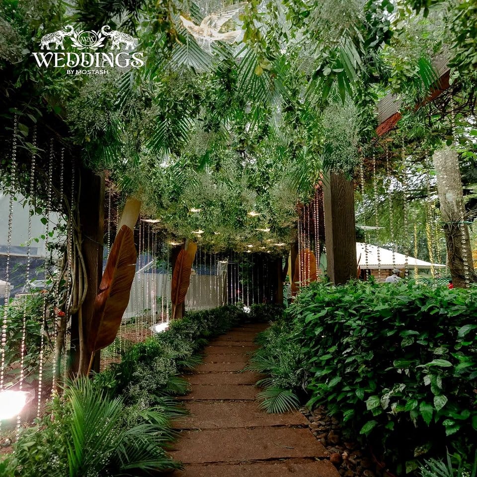 Bohemian fabric canopy with hanging plants