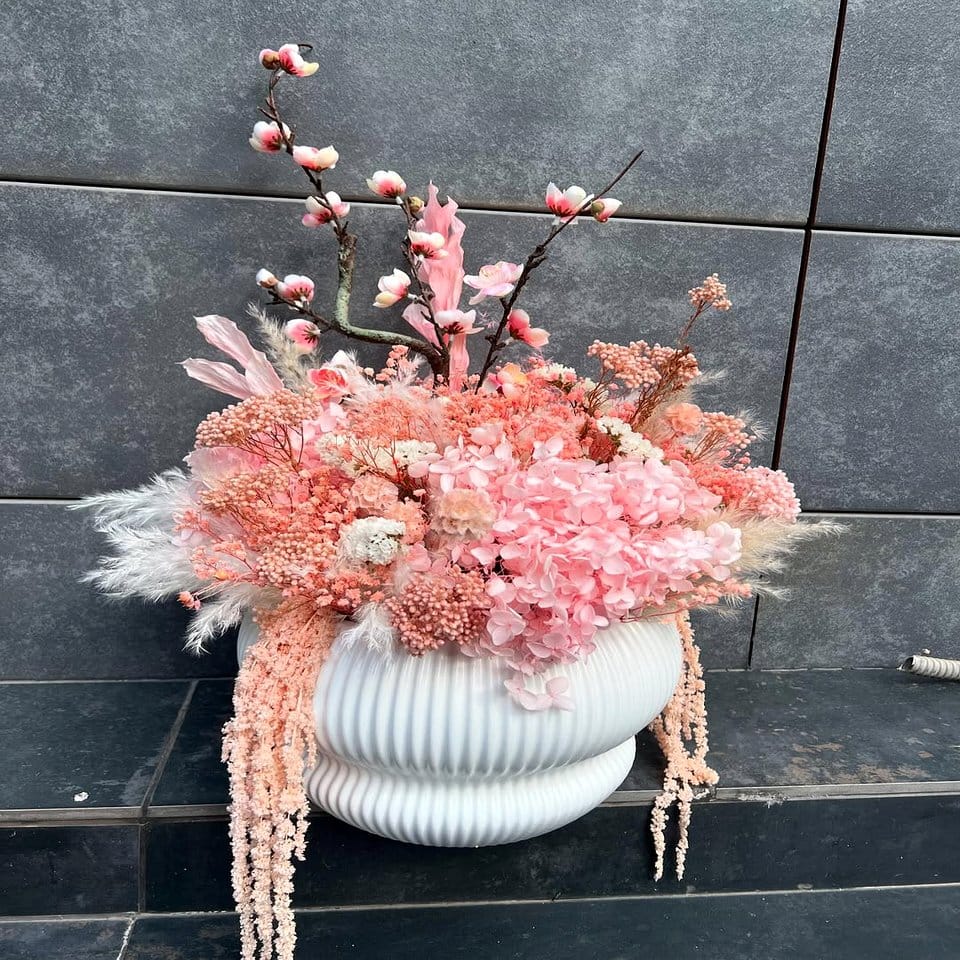 Dried flower bouquet with cactus arrangement