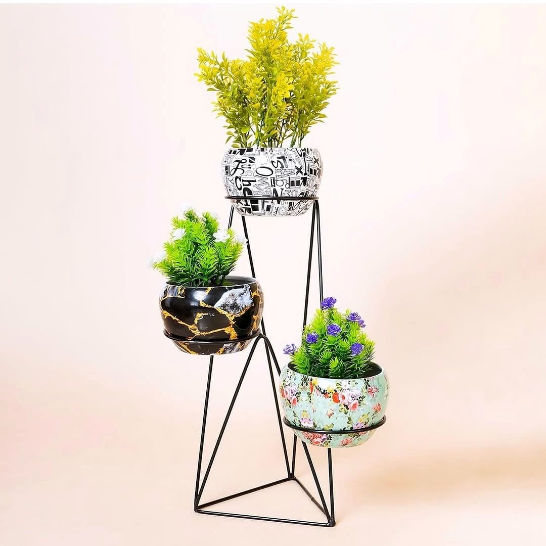 Industrial metal geometric plant planters