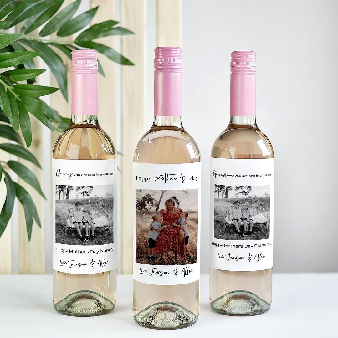 wine bottle planters with custom labels