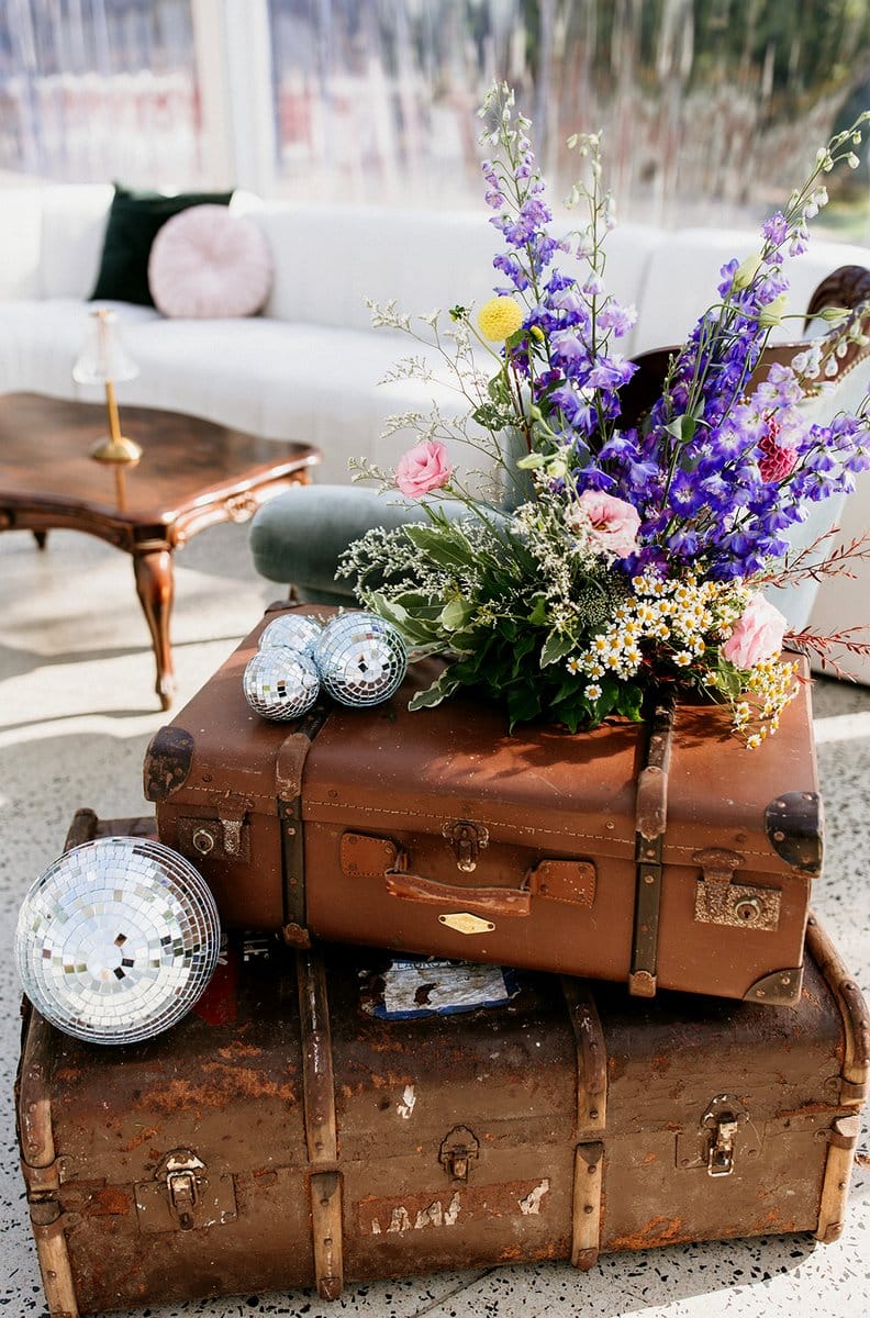 vintage suitcase with flowers
