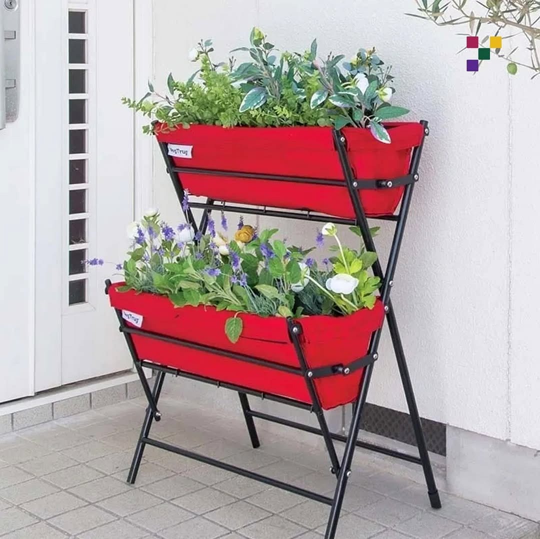 fabric pocket planter on balcony