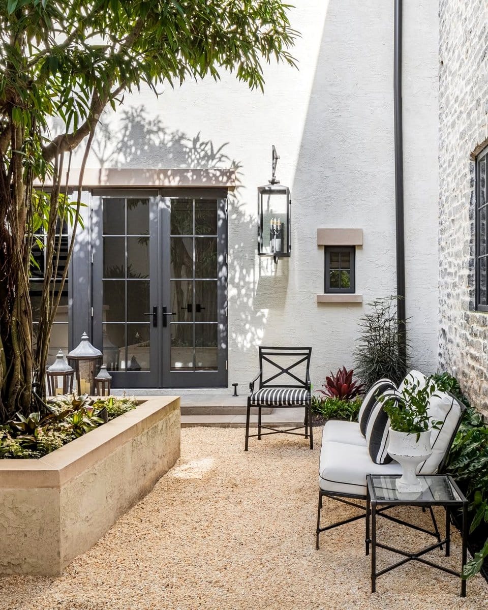 textured stone wall in entryway