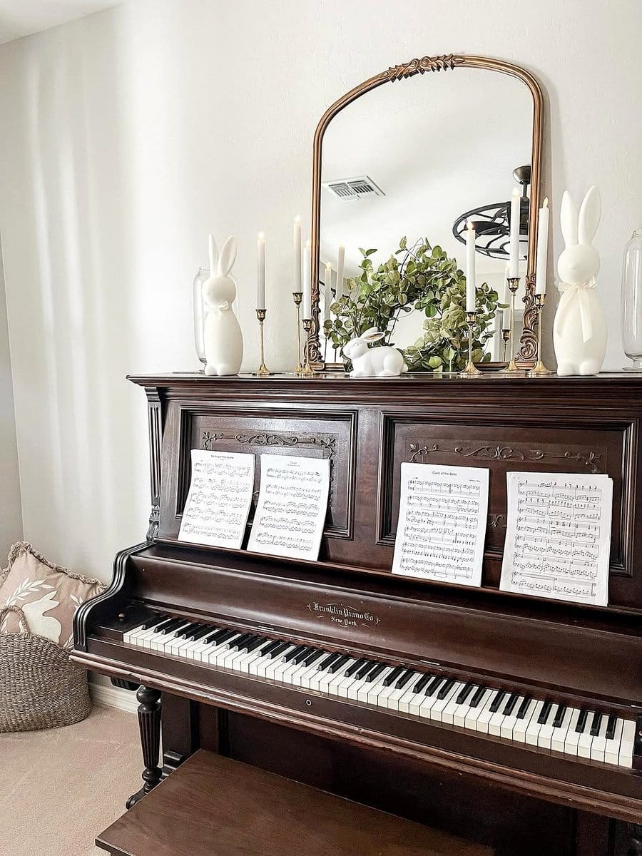 minimalist piano planter with white pots