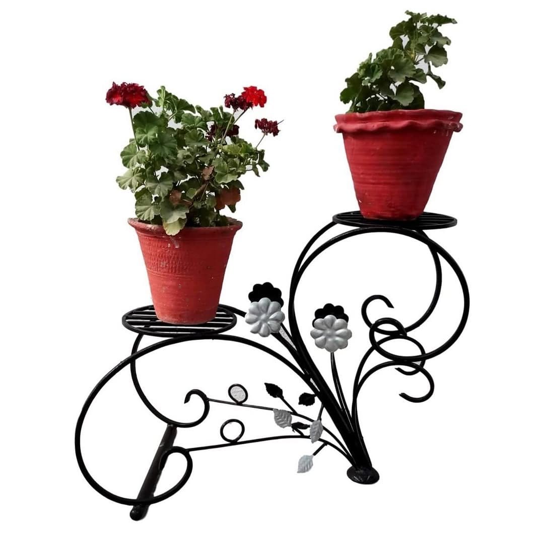 Vibrant succulents on metal tiered stand