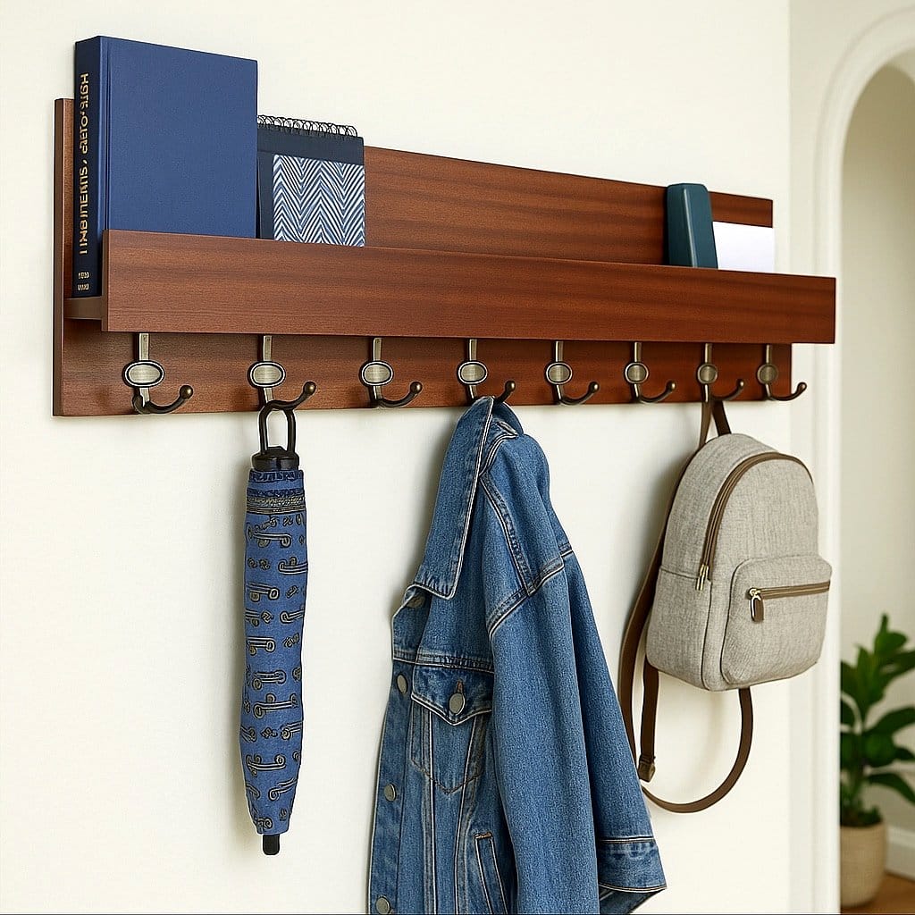 Rustic wall hooks for entryway organization