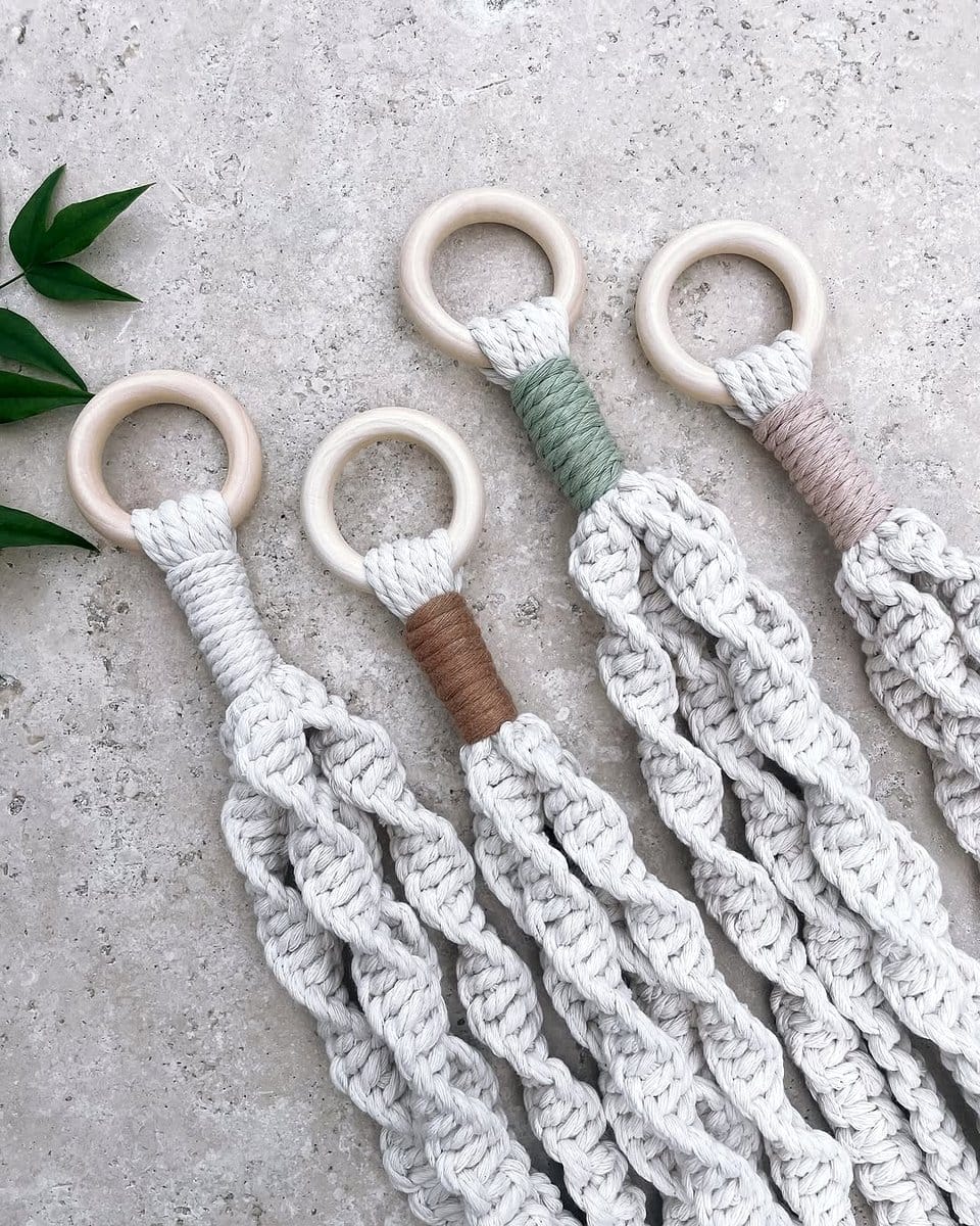 rope plant hanger with trailing vines