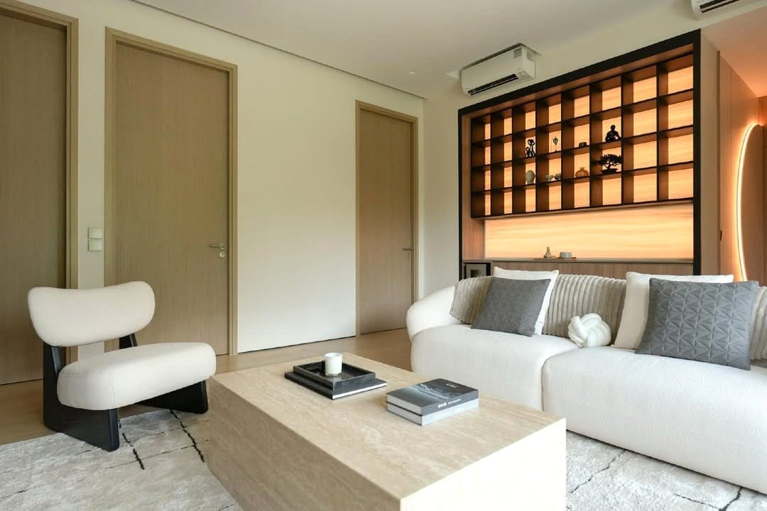 shelf with backlit leaf panel