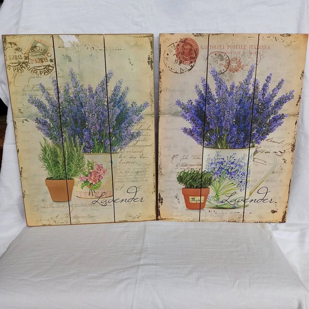French provincial painted plant pot with lavender