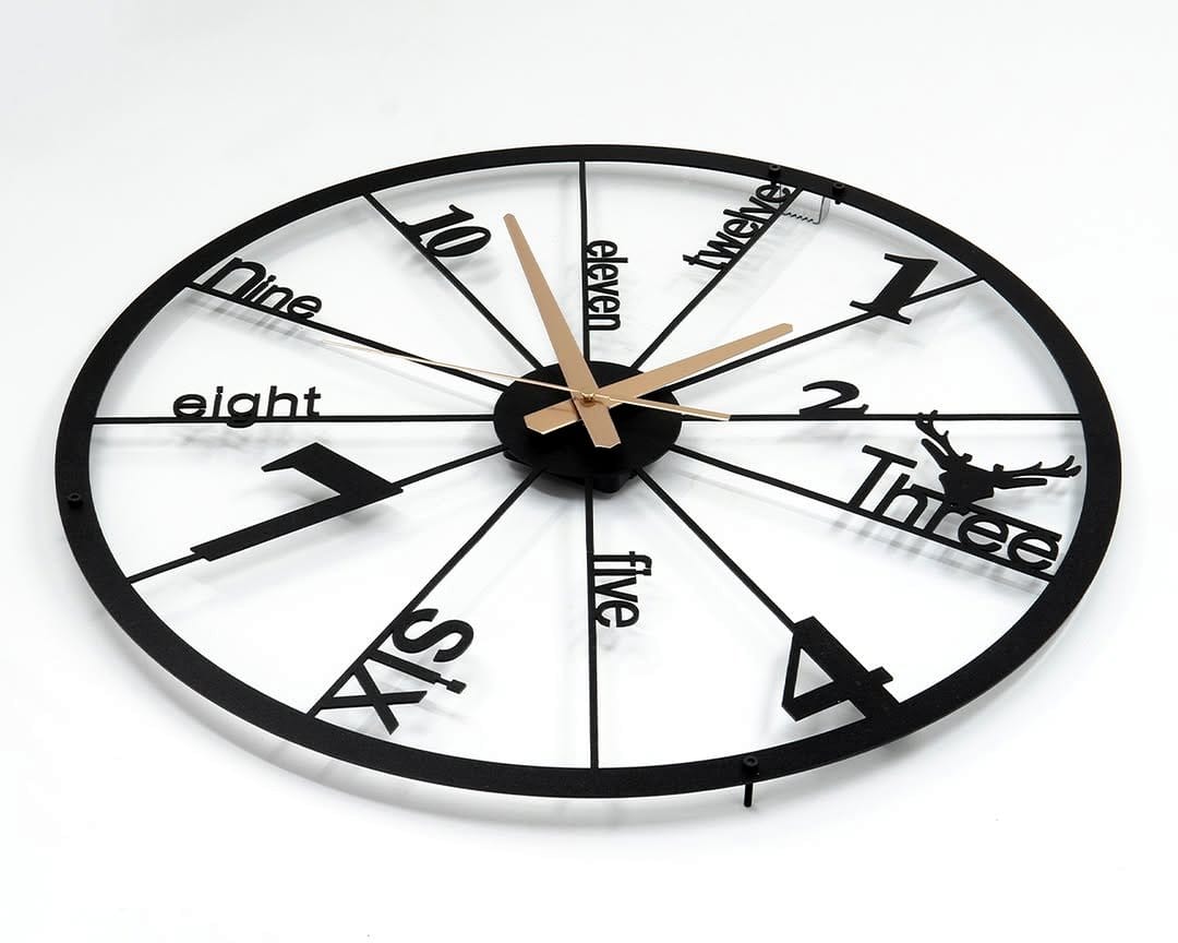 Large rustic wall clock in living room