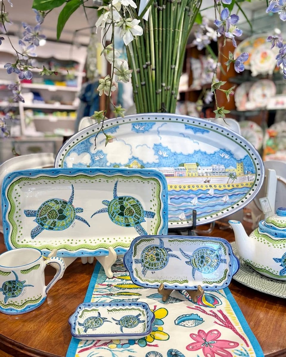 watercolor tropical dinnerware set
