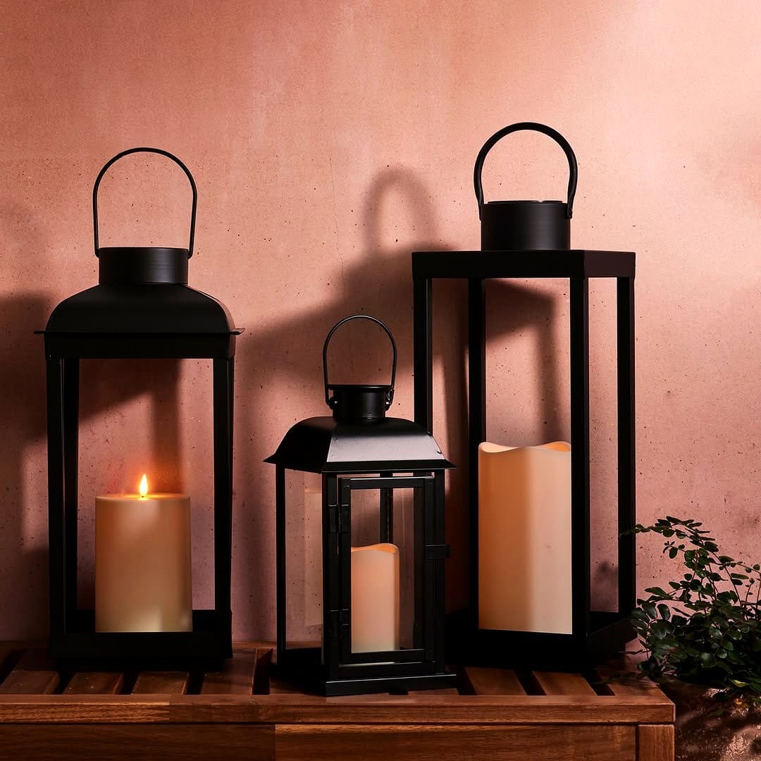 candle lantern casting soft shadows