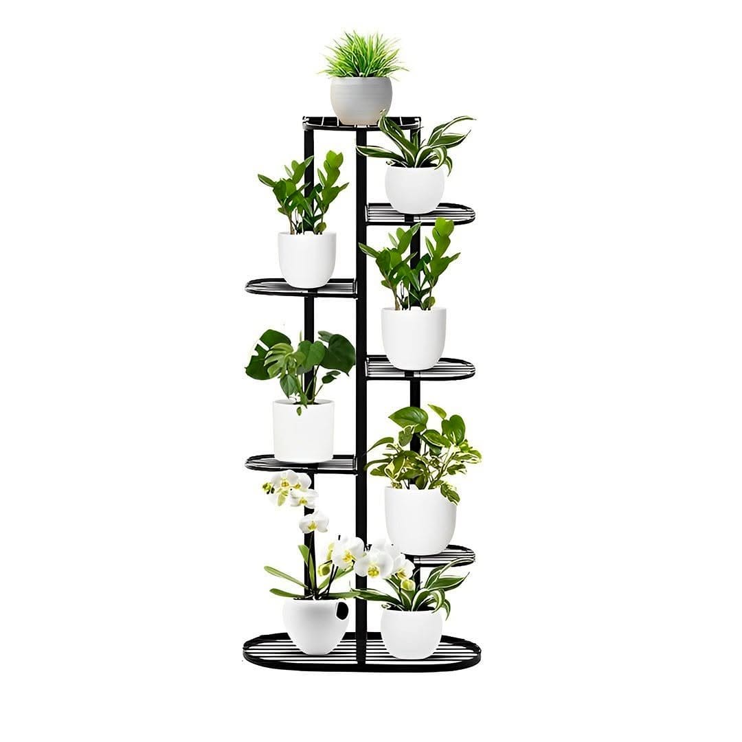 tiered plant stand with pots