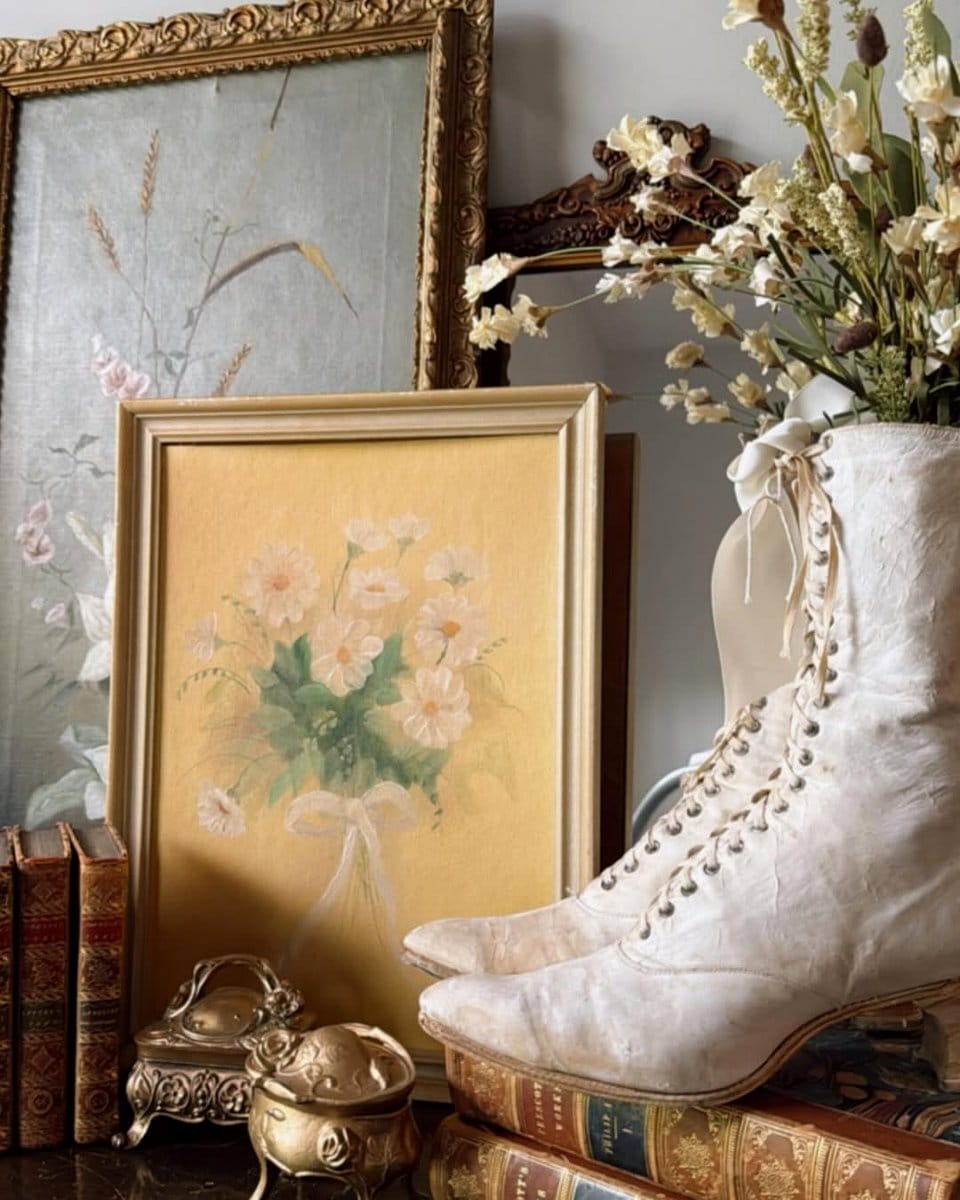 Victorian style boots with roses