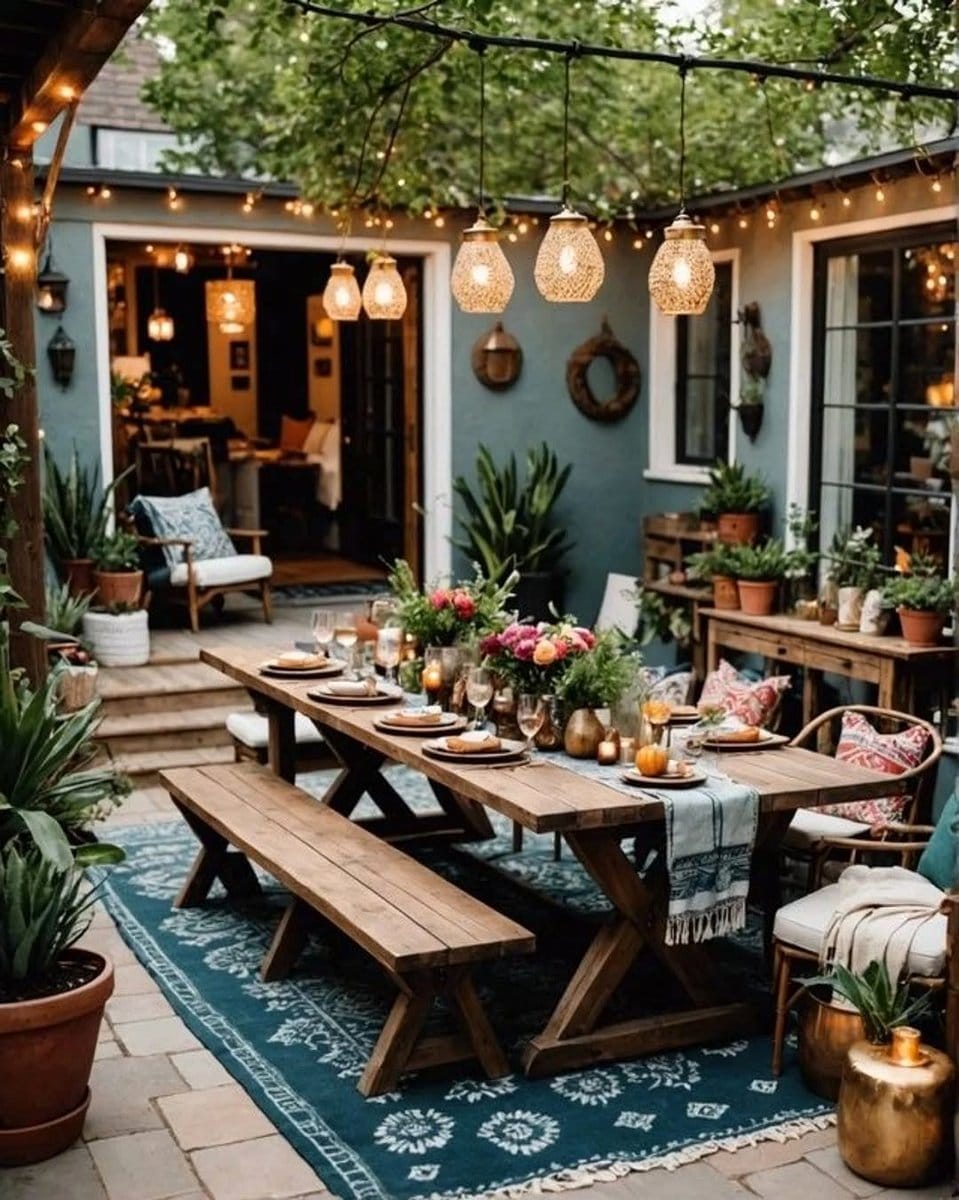 string lights over flowers