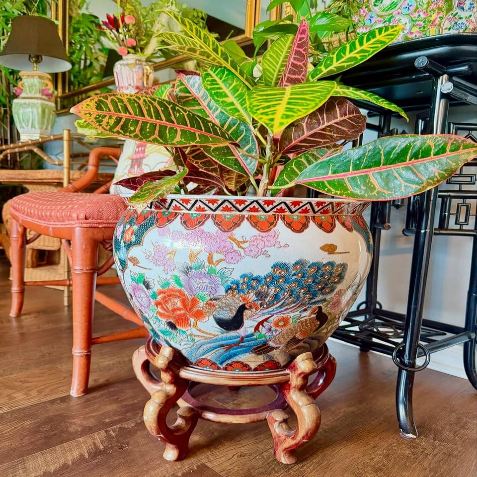 Japanese Koi fish painted plant pot
