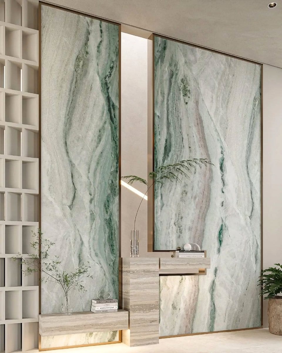 Welcoming minimalist home entry with a potted plant
