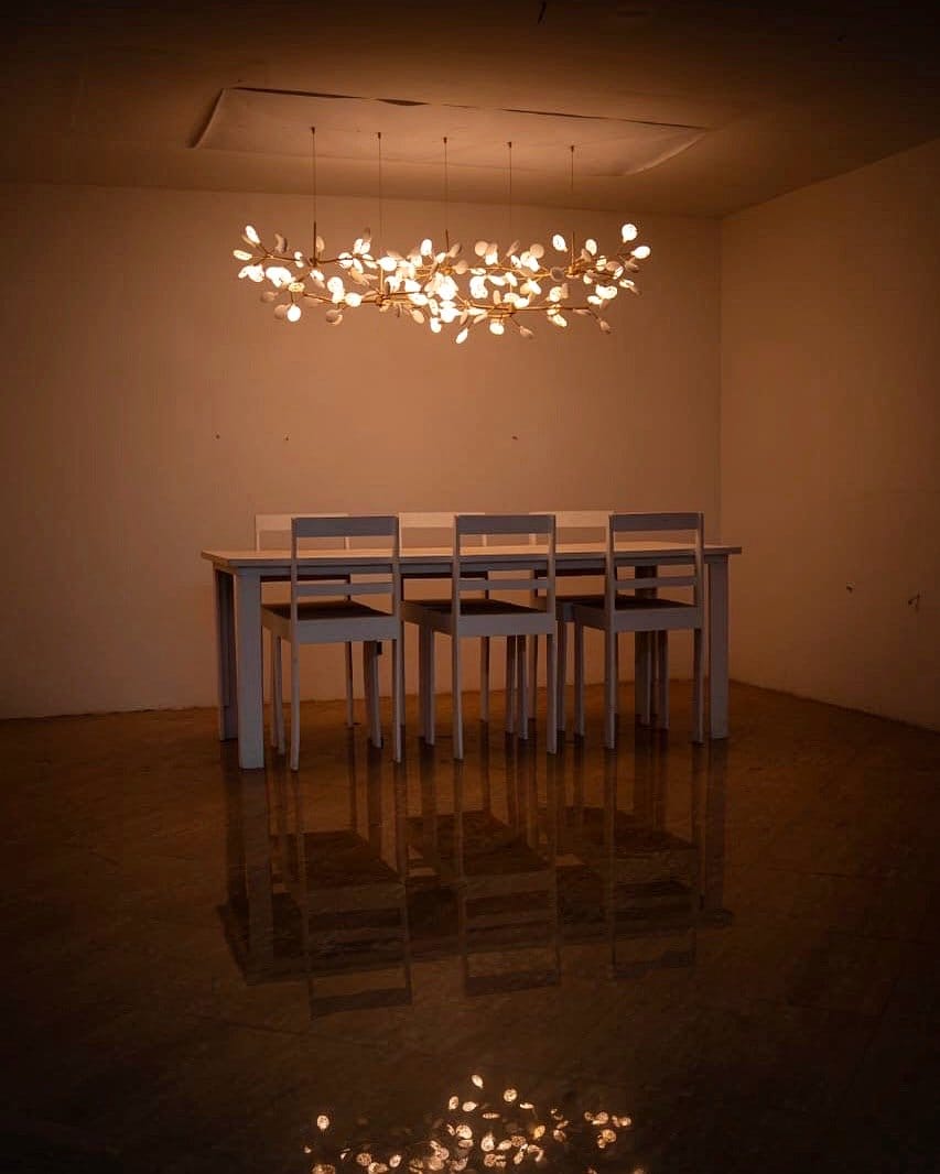 Holographic petal chandelier design