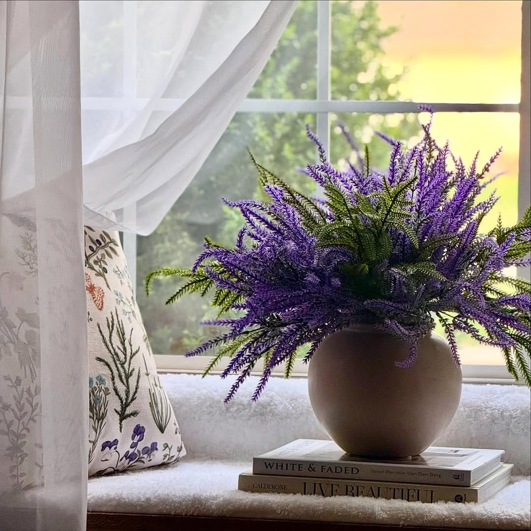 purple lavender on windowsill