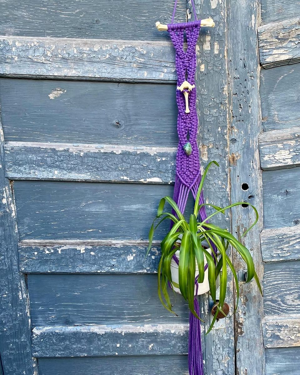 macramé hanger with braided cords
